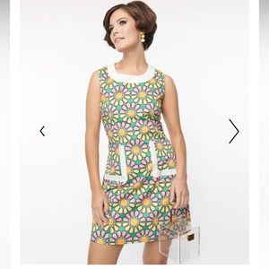 Smak Parlour Green & Pink Mod Daisy Liberated Mini Dress